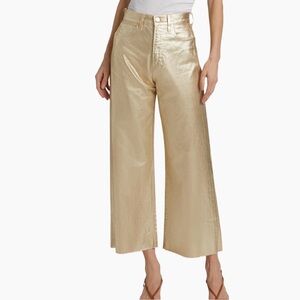 Veronica beard Taylor High Rise Wide Leg Cropped Jeans Metallic Gold Size 29